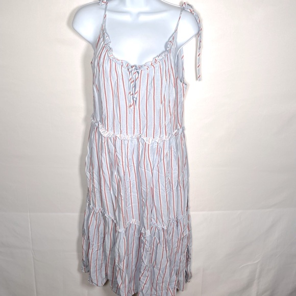 H&M Blue Red Summer Maxi Dress Size 4 Stripes - Picture 1 of 5